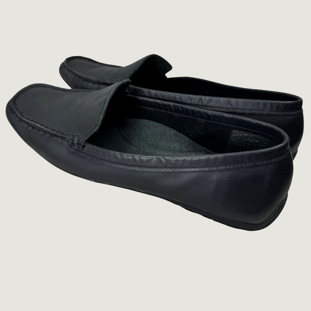 LL Bean Loafers Womens 7M Black Leather Driving Moccasin Made in Brazil 0KMP2
